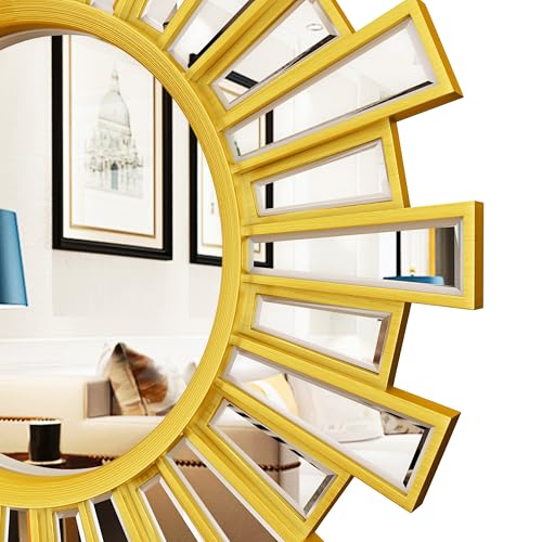 Gold Sunburst Mirror, 24" Large Starburst Mirror,Wall Mirrors Decor for Living Room, Bedroom, Fireplace,Hallway,Entryway - color: Gold-02, size: 24"L x 24"W