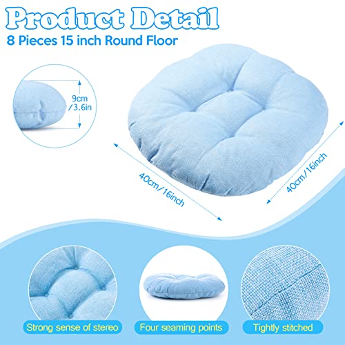 Fumete 8 Pcs 16 Inch Floor Cushions Pillow for Kids Bulk Classroom Round Flexible Seating Floor Cushions for Students Home Daycare School Reading Corner Yoga Meditation Picnic (Ocean Whisper) - color: Ocean Whisper