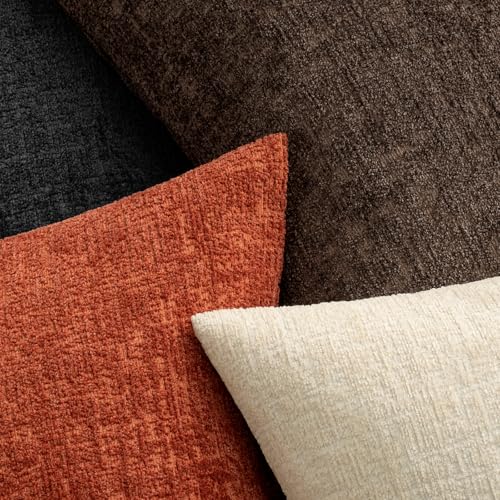 MIULEE Decorative Throw Pillow Covers 18x18 Pack of 2 Orange Couch Pillow Covers Soft Cozy Textured Chenille Pillowcases for Home Decor Sofa Living Room Cushion Bedroom - color: Orange, size: 18" x 18" (Pack of 2)