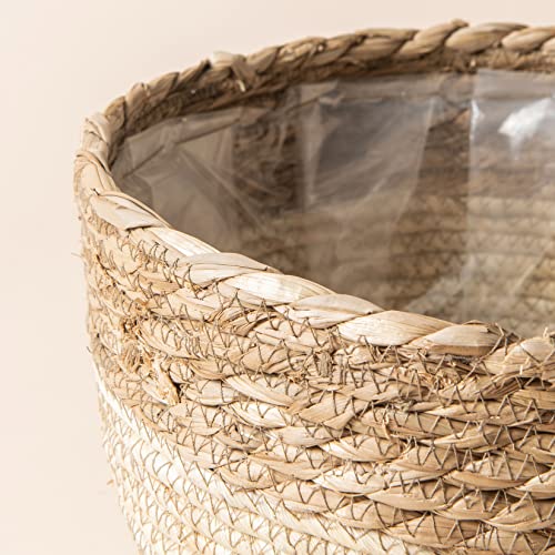 LA JOLIE MUSE Seagrass Planter Basket Indoor Outdoor, Flower Pots Cover, Plant Containers, Beige, 10 inch - color: Beige