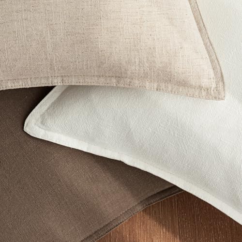 24x24 Inch Set of 2 Euro Decorative Linen Solid Throw Pillow Covers Boho Accent Farmhouse Pillowcases Modern Netural Home Decor for Couch Sofa Living Room Bed,Cream White - color: Cream White, size: 24" x 24" (Pack of 2)