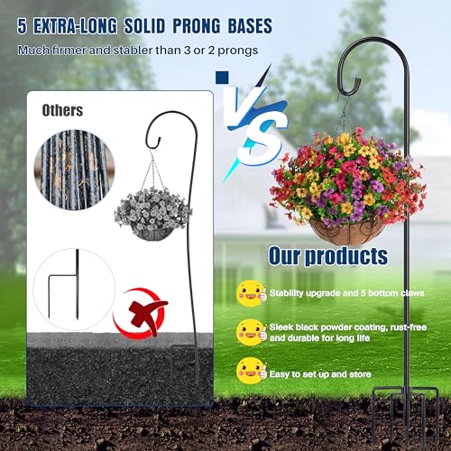 Shepherd-Hooks Adjustable for Bird-Feeder Lantern Plant-Hook Garden-Stake - Plant Stand Hanger for Outdoor Flower Basket, Bird Feeder Hanger Weddings Décor - size: 92 INCH, style: B-2 Pack