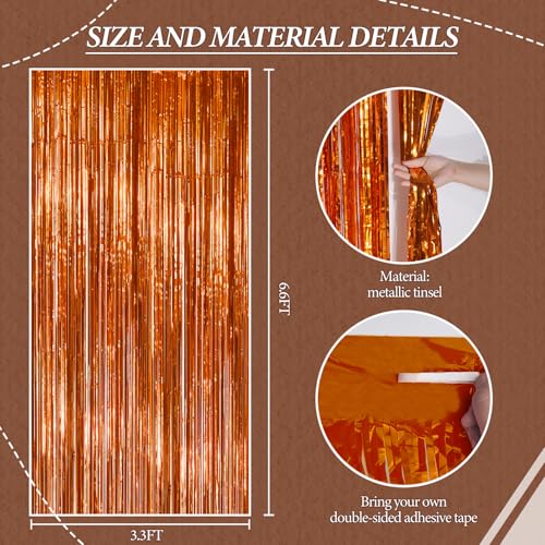 DECOCKRAT 2 Pack Foil Fringe Backdrop - Bronze Shiny Tinsel Curtains for Party Decoration/Photo Booth Props - 3.3x6.6 FT Metallic Foil Backdrop for Birthday, Wedding, Graduation, Christmas. - color: Bronze