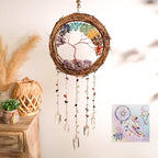 Dream Catcher - Dreamsum 7 Chakra Tree of Life Dream Catcher Native Boho Dreamcatcher Rattan Wall Decor, Handmade Natural Rattan Brown Crystal Hanging Decor for Bedroom Living Room (Dark Brown) - style: Rattan-Crystal