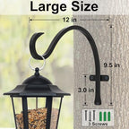 12 Inch Heavy Duty Plant Hanger Wall Hook 4 Pack - Black Iron Hanging Plant Bracket Holds 44 lbs - Rust Resistant Indoor Outdoor Hooks for Bird Feeders Lanterns Wind Chimes Hanging Baskets with Screws - size: 4 Pieces