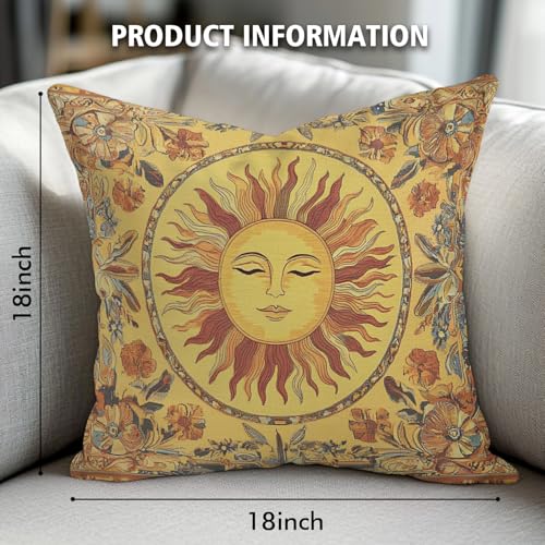 YOU FOUND ME Vintage Boho Sun Design Throw Pillow Cover Home Decor, Mystic Sun Goddess Art Decor Pillowcase Cushion Cover for Bed Sofa Living Room, Indoor and Outdoor 18x18inch (Moon) - color: Moon