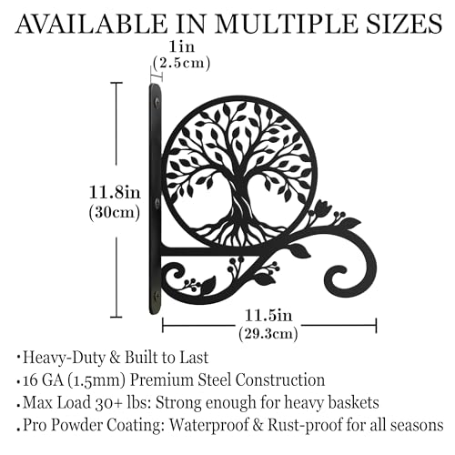 Tree of Life Metal Plant Hanger Bracket, Decorative wall-Mounted Hanging Plant Hook, Tree of Life Garden Decoration, Suitable for Hanging Baskets, Bird feeders, Lanterns, Wind Chimes - style: Tree of Life