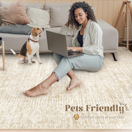 2x8 Washable Runner Rug: Moroccan Geometric Boho Rug Farmhouse Non Slip Stain Resistant Rugs Low Pile Soft Carpet for Porch Kitchen Laundry Room Living Room Bedroom (Beige,2'x8') - color: Beige, size: 2' x 8' (Rectangular)