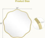 WallBeyond Round Wavy Mirror for Wall Decorative 20 inch, Modern Round Mirror Aluminum Frame for Bathroom Bedroom Living Room Home House Office Entryway, Gold