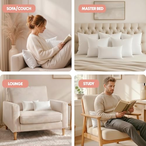 Utopia Bedding 12x20 Pillow Inserts, Set of 2, White – Indoor Decorative Throw Pillows for Bed, Sofa & Couch – Soft, Supportive & Fluffy Cushion Inserts - color: White, size: 12x20 Inch
