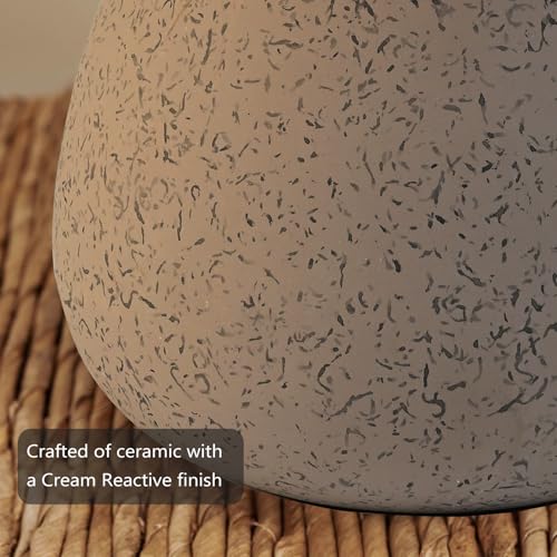BrightWe Earth Brown Rustic Ceramic Table Lamp Set of 2, Small Table Lamp Farmhouse Rustic Lamp Set Bedside Table Lamps for Bedroom Nightstand Side Table Lamps for Living Room, 13.7IN - color: Earth Brown, size: Small