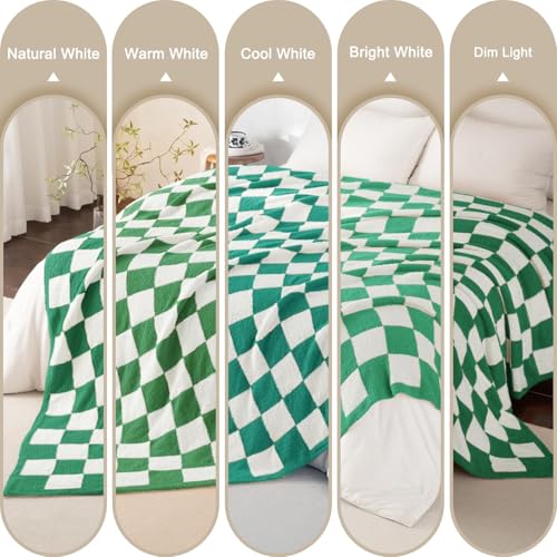 Whale Flotilla Checkered Knit Blanket Twin Size, Ultra Soft Warm Reversible Cozy Decorative Blankets for Couch Sofa and Bed, 60x80 Inch, Green - color: Green Checker, size: 60x80 Inch