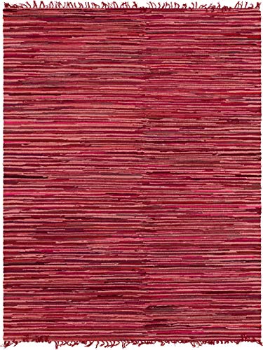 Unique Loom Chindi Cotton Collection Soft Hand Woven Natural Fiber Striped Area Rug, 8 ft x 10 ft, Red/Purple - color: Red/Purple, size: 8' x 10' (Rectangular)