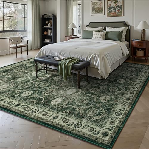 6x6 Square Area Rug, Soft Non Slip Low Pile Washable Rug, Boho Modern Area Rug for Living Room，Bedroom, Laundry Room, Dark Green/Beige - color: A-sage Green, size: 6x6 (Square)