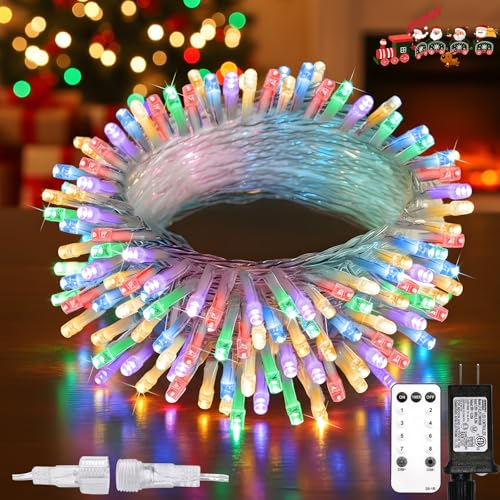 suddus Connectable Christmas Lights with Remote, Multicolor String Lights with Timer, 33ft 100 Led Fairy Lights Plug in for Xmas Tree, Bedroom, Dorm, Yard, Garden, Party, Indoor, Outdoor Decorations - color: Christmas Multicolored, size: 100LED Connectabl