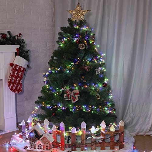 Minetom Fairy Lights Plug in, 10Feet 200LED Cluster String Lights, Silver Wire Waterproof Starry Firecracker Lights for Ceiling Bedroom Wreath Window Wedding Christmas Tree Decorations, Multicolor - color: Multicolor, size: 1 Pack(200LED)