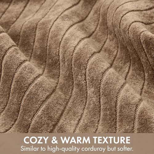 MIULEE Set of 2 Cocoa Brown Decorative Throw Pillow Covers 18x18 Inch, Thick Soft Textured Striped Cushion Covers, Modern Solid Color Farmhouse Boho Pillow Case for Sofa Couch Bed Living Room - color: Cocoa Brown, size: 18" x 18" (Pack of 2)