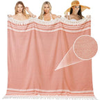 Genovega Large Throw Blanket Yoga Blanket Turkish Beach Towel Women Birthday 60th 50th 40th 30th Ideas Mother Day Grandma Nana Wife Sister Girlfriend Her Female Boss Teacher Father Husband Son - color: Rustic, size: Giant Large 82''x88''