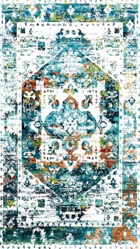 Blue Brown Vintage Distressed Retro Accent Area Rugs for Living Room Bedroom Diningroom Faux Wool Ultra Soft Thick Carpet Under Coffee Table Luxury Antique Style Dorm Nursery Guestroom Rug 2x3 - color: C, size: 2x3