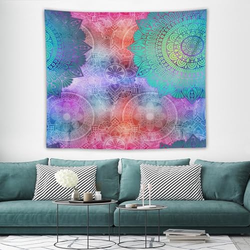HZOHNAGO Mandala Tapestry Abstract Colored Geometry Pattern Printed Wall Tapestry Watercolor Abstract Wall Hanging for Bedroom Living Room Dorm 60" W x 50" H - color: Style-6, size: 60"L x 50"W