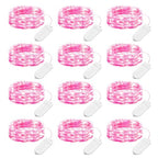 Brightown Valentine's Day 12 Pack Pink Led Fairy Lights Battery Operated String Lights Waterproof Silver Wire 7 Feet 20 Led Firefly Starry Moon Lights for DIY Wedding Party Bedroom - color: Pink, size: 12 Pack