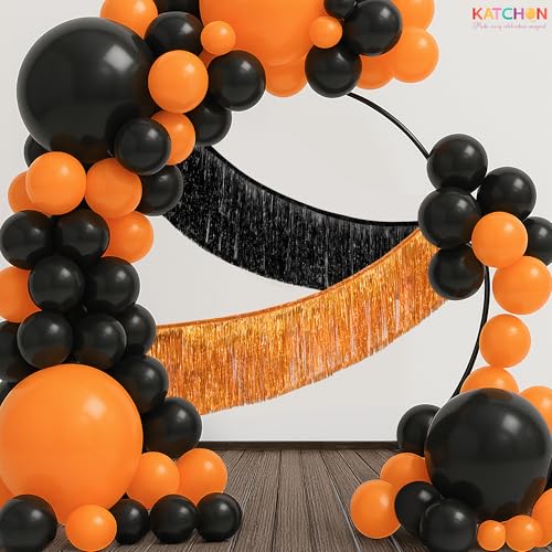 KatchOn, XtraLarge Black and Orange Fringe Banner - 6.5 Ft, Pack of 2 Fringes | Tinsel Garland for Basketball Theme Birthday Decorations | Orange Black Fringe Garland for Graduation Decorations 2026 - color: Orange and Black