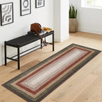 RUGSREAL 2x10 Long Hallway Runner Rug Braided Print Mat Kitchen Runner Rug with Rubber Backing Washable Farmhouse Runner Carpet Rustic Accent Area Rug for Living Room Bedroom Bathroom, Crimson/Earthy - color: Crimson/Earthy, size: 2' x 10' (Runner)