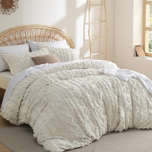 Bedsure Boho Twin Duvet Cover, Soft & Comfortable Elegant Design Boho Bedding for Decoration, Machine Washable Comforter Cover for All Seasons,Includes 1 Duvet Cover & 1 Pillow Sham,Beige - color: 01 - Beige - Elegant (No Comforter), size: Twin/Twin XL (6