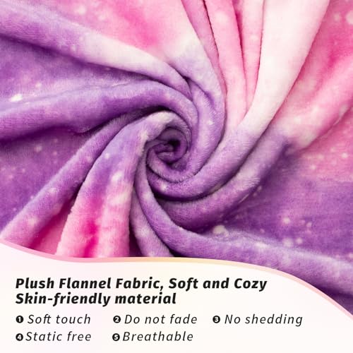 MACEVIA Tie Dye Galaxy Throw Blanket for Couch, Dreamy Purple Starry Sky Blankets and Throws, Cozy Soft Fleece Flannel Plush Blanket for Sofa Bed 260GSM, Suitable for All Seasons (Galaxy, 50"x60") - color: Purple Galaxy, size: Flannel Fleece (50x60 IN)