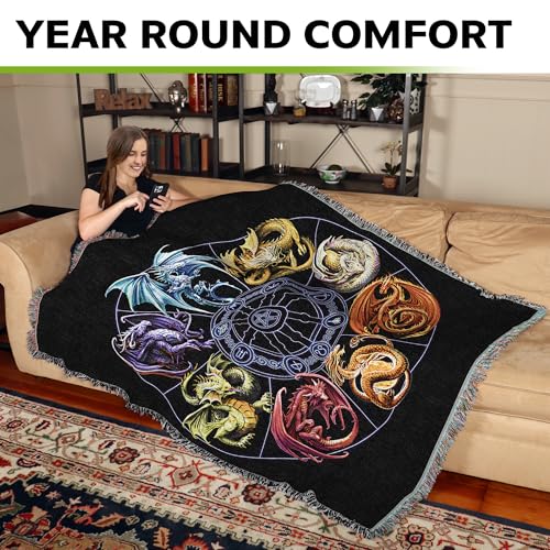 Pure Country Weavers Dragons of the Sabbats Woven Blanket by Anne Stokes - Fantasy Gift Cotton Tapestry Throw - Made in The USA - 72" x 54" - color: Sabbats, size: 72" x 54"