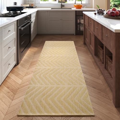 2x5 Ft Runner Rug Non Slip Washable, Hallway Runner for Kitchen Floor, Low Profile Laundry Room Mat, Easy Clean Woven Carpet for Entryway Narrow Hall, Brown - color: Brown-c, size: 2' x 5'