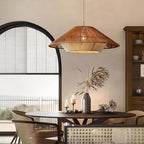 LIGHTLAND 23.6 Inch Bohemian Rattan Pendant Light, Twine Woven Chandelier, Wabi-sabi Style Handwoven Chandelier for Dining Room, Kitchen Island, Living Room - color: 23.6 Inch
