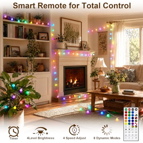 OMIKA 24 Colors Indoor String Lights with Remote, 16.5ft 50LED String Lights Bedroom USB Powered, Color Changing Christmas Lights Hanging for Dorm Classroom Tapestry Party Garden Patio Wall Xmas Décor - color: Color Changing, size: 16.5ft 50LED