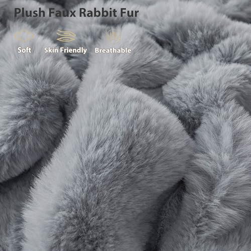 LIFEREVO Fluffy Faux Rabbit Fur Body Pillow Cover, Soft Cute Bubble Shaggy Plush Bed Body Pillowcase with Zipper Closure, Long 20"x54" Fuzzy Furry Pillow Case for Pregnancy Side Sleeper, Light Grey - color: Light Grey
