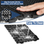 12Pcs Drainage Interlocking Floor Tiles 11.8" x 11.8", Modular Interlocking Cushion Soft PVC Floor Non-Slip Splicing Waterproof Mat for Drain, Pool, Shower, Patio, Balcony, Bathroom, Kitchen, Yard - size: Black-12x12inch