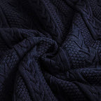Longhui bedding Acrylic Cable Knit Sherpa Throw Blanket - Thick, Soft, Big, Cozy Navy Knitted Fleece Blankets for Couch, Sofa, Bed - Large 50 x 63 Inches Navy Blue Coverlet All Season - color: Navy, size: 50" x 63", Standard