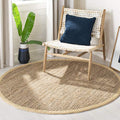SAFAVIEH Natural Fiber Collection 5' Round Natural NF730C Handmade Farmhouse Premium Jute Area Rug - color: Natural, size: 5' (Round)