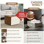 Tiita Pouf Ottoman and Foot Rest, Square Foam Stuffed Floor Pouf with Storag for Living Room, Brown - color: Square Brown