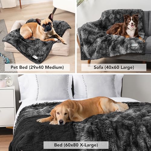 PetAmi Waterproof Dog Blanket for Couch, Bed & Furniture,Reversible Sherpa & Faux Fur Pet Blanket, Leakproof Blanket for Dog Cat, Soft Washable Couch Protector Calming Throw (40x60, Tie-Dye Black) - color: Tie-dye Black, size: Large (40x60)