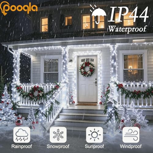 Pooqla 2 Pack String Lights Battery Operated, Total 33.3ft 100 LED Fairy Lights Indoor Outdoor Decorations, 8 Modes Cool White Battery Christmas Lights for Bedroom Classroom Porch Party Yard Decor - color: Cool White, size: 50 LED x2