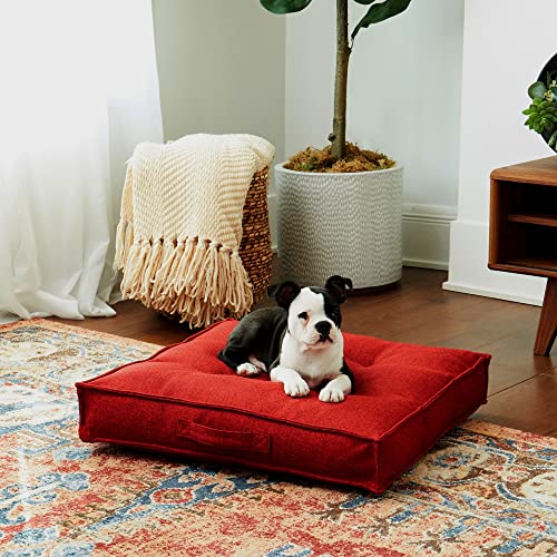 South Pine Porch Mila Square Tufted Pillow Style Dog Bed, Scarlet, Small (24" x 24") - color: Scarlet, size: Small (24" x 24")
