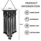 Macrame Woven Wall Hanging Tapestry Bohemian Wall Art Boho Chic Home Decor Wall Pediment, Black, 16x28 Inches - color: Black