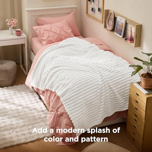 Bedsure GentleSoft Twin XL Blanket for Bed, College Dorm Room Essentials for Girls Guys, Cozy Soft Fleece Twin Blanket for Women and Girls, Dorm Room Decor, Off White, 66x90 Inches - color: Off White, size: Twin XL