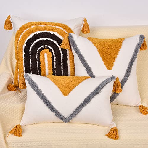 vctops Boho Decorative Throw Pillow Cover with Tassel, Geometric Woven Tufted Cushion Cover Soft Comfy Cotton Square Pillow Case for Sofa Couch Bedroom Home Decor, No Insert (Type B,18"x18") - color: Type B, size: 18 x 18-Inch