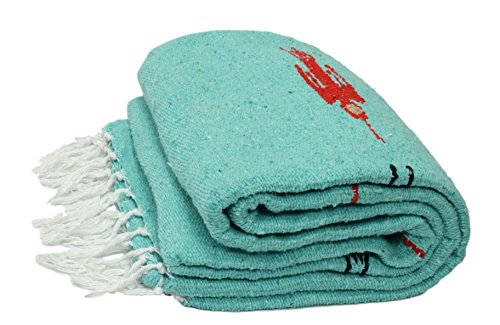 Open Road Goods Mexican Thunderbird Yoga Blanket, Handwoven Throw for Yoga, Meditation, and Home Décor – Versatile Blanket for Beach, Picnic, Camping, or Outdoor Use - color: Mint Green