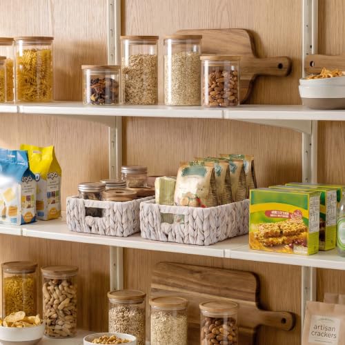 StorageWorks Wicker Baskets for Storage, Water Hyacinth Storage Baskets for Organizing, Wicker Storage Baskets for Shelves, White, 11¼" x 7½" x 3½", 2-Pack - color: White (Water Hyacinth), size: 11¼"L x 7½"W x 3½"H