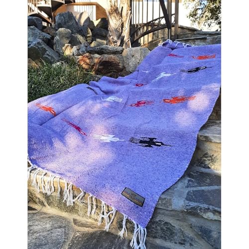 Open Road Goods Mexican Thunderbird Yoga Blanket, Handwoven Throw for Yoga, Meditation, and Home Décor – Versatile Blanket for Beach, Picnic, Camping, or Outdoor Use - color: Light Purple