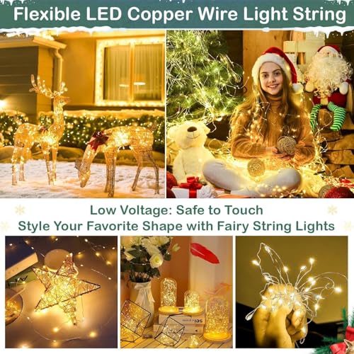 Super Long LED String Lights 99ft 300 LEDs Fairy String Lights with Switch/Timer, Indoor/Outdoor Copper String Lights with Remote, for Birthday Wedding Christmas, Plug in/8 Modes Warm White - size: 99 Feet