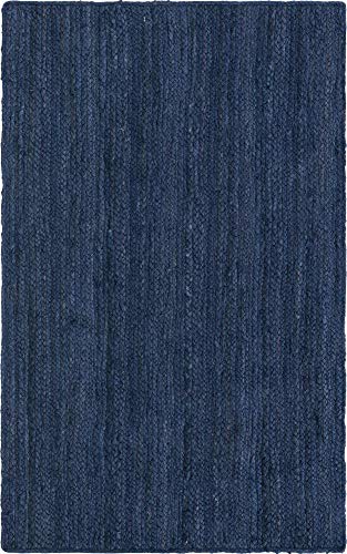 Unique Loom Braided Jute Collection Area Rug - Dhaka (3' 3" x 5' 3" Rectangle, Navy Blue) - color: Navy Blue, size: 3'3" x 5'3" (Rectangular)