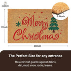 KANKUN Merry Christmas Coco Coir Door Mat with Xmas Tree, Heavy Duty Backing, Welcome Doormat (17" x 30"), Doormat Entrance (Christmas2 - Welcome) - color: Christmas2 - Welcome